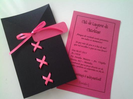Chá de Lingerie convite com envelope estilo espartilho