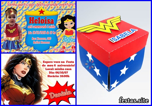 Convite Mulher Maravilha caixa explosiva