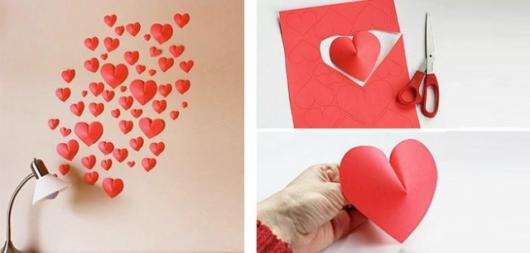 Decoração Dia das Mães com corações na parede