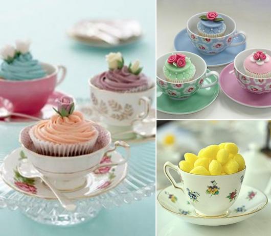Decoração Dia das Mães para mesa com doces em xícara