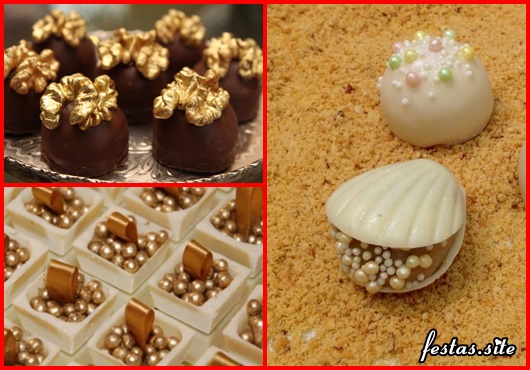Doces para Casamento beigadeiro dentro de concha de chocolate branco