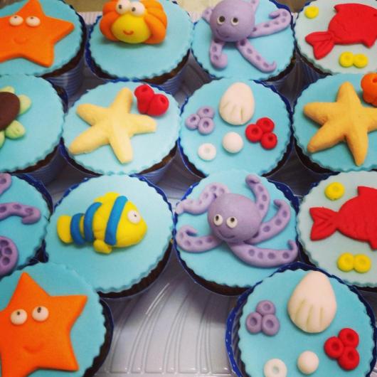 Doces Personalizados Fundo do Mar cupcake com siri