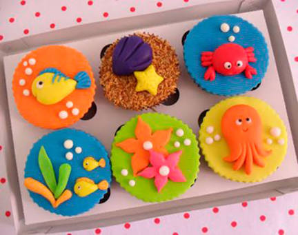 Doces Personalizados Fundo do Mar cupcake com concha