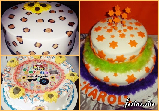 Festa Brega modelo de bolo brega com chantilly e papel de arroz