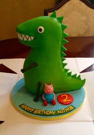 bolo festa George Pig com dinossauro grande