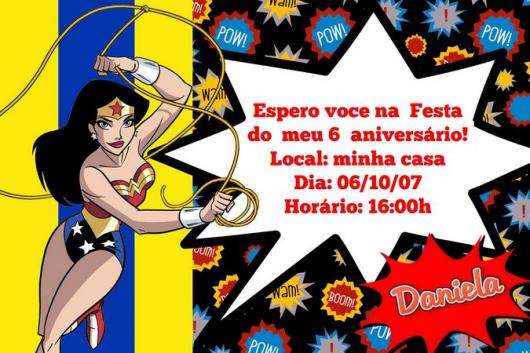 Festa Mulher Maravilha convite personalizado
