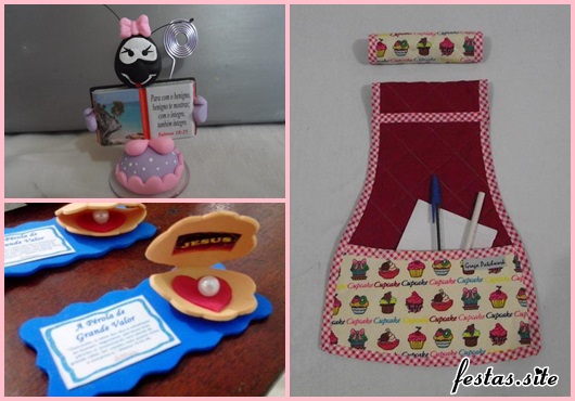 Lembrancinha Dia das Mães porta bilhete no formato de avental