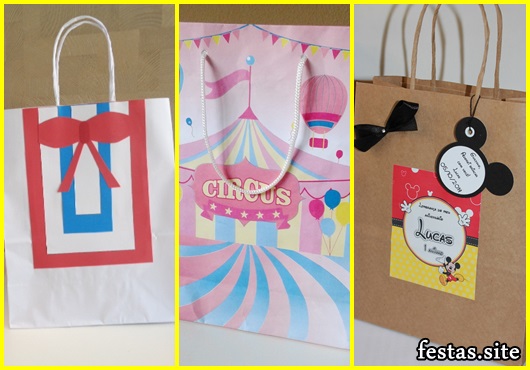 Sacolinha Surpresa de papel modelo Circo rosa