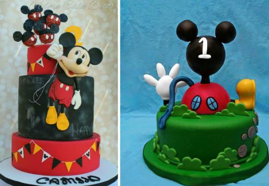 Bolo personalizado Mickey verde e vermelho