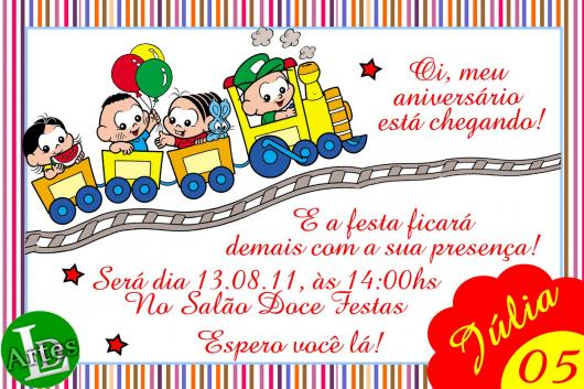 convite turma da mônica simples feito em casa