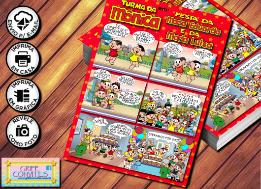 convite turma da mônica estorinha