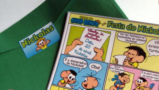 convite turma da mônica tipo tirinhas