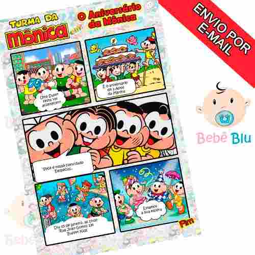 convite turma da mônica tirinhas