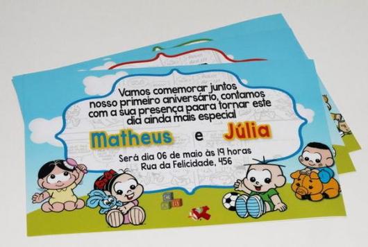 convite turma da mônica feito na gráfica