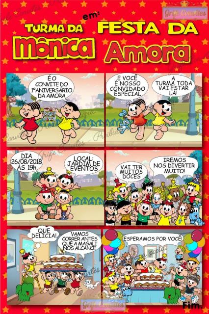 convite turma da mônica estorinha