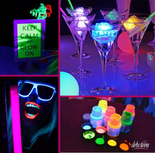 Festa criativa neon com taças coloridas