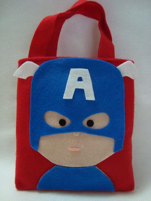 Lembrancinha do Capitão América de feltro sacolinha surpresa