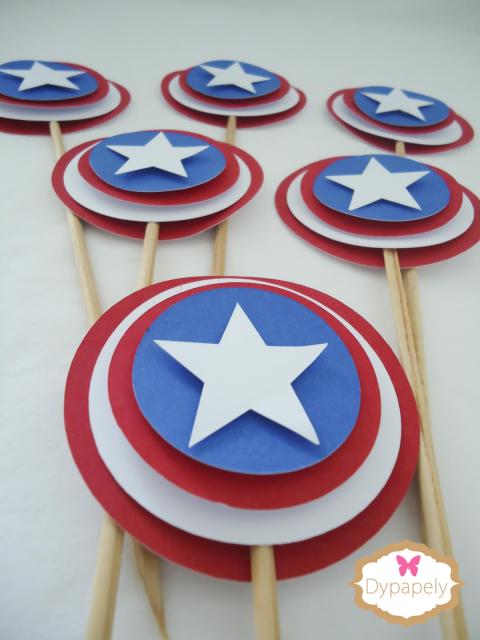 Lembrancinha do Capitão América escudo no palito