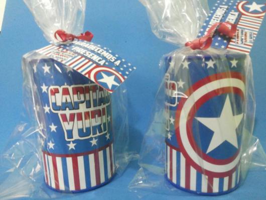 Lembrancinha do Capitão América cofrinho personalizado