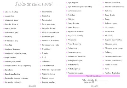 Lista De Ch De Casa Nova As Ideias Mais Completas Para Imprimir