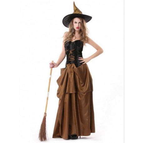 Fantasia de Bruxa vestido preto e marrom