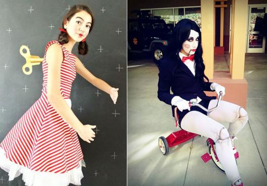 Fantasia de Halloween feminina criativas boneca de corda e Jogos Mortais