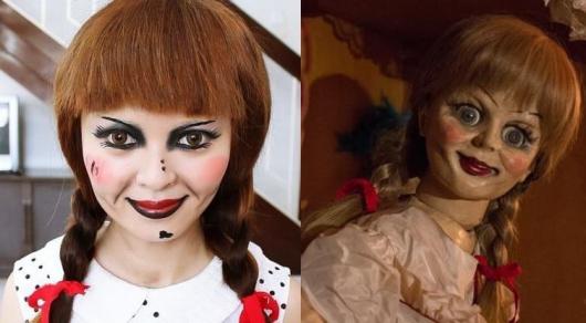 Fantasia de Halloween feminina criativa boneca Anabelle