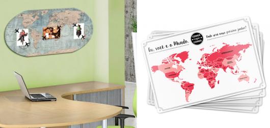 Mural mapa mundi para colocar os lugares visitados