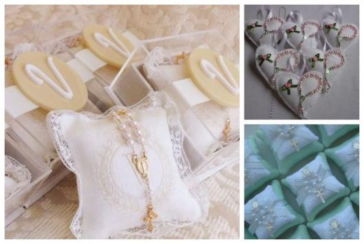 Montagem com três exemplos de tercinho com almofadinhas.