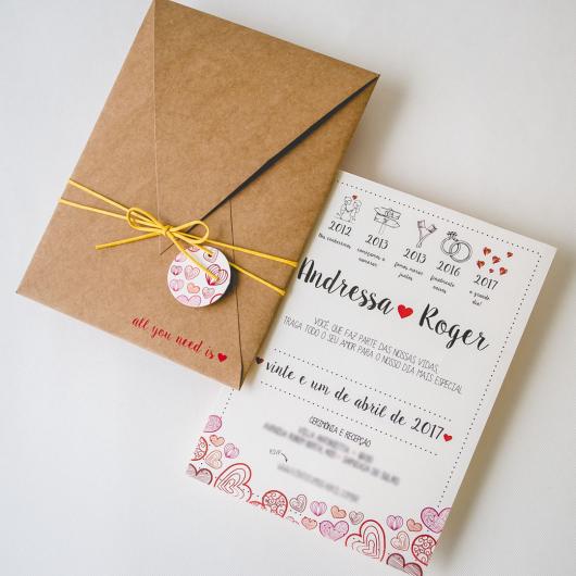 Convite de casamento rústico romântico com laço amarelo