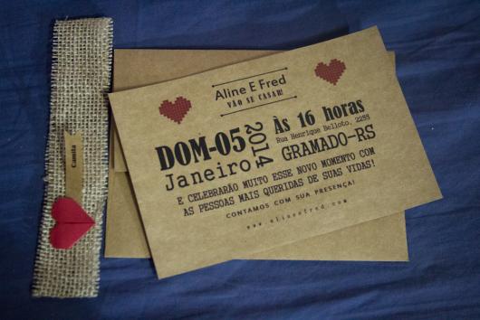 Convite de casamento rústico simples personalizado