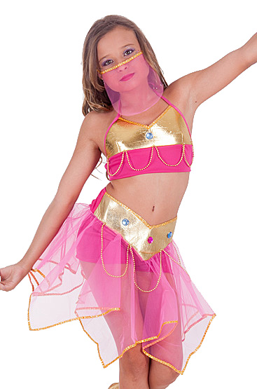 Fantasia odalisca infantil rosa e dourada