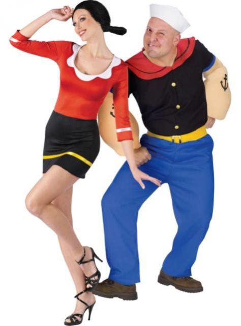 Fantasias engraçadas para casal Olivia e Popeye