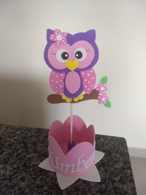 festa da corujinha centro de mesa em eva