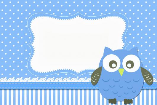 festa da corujinha convite azul