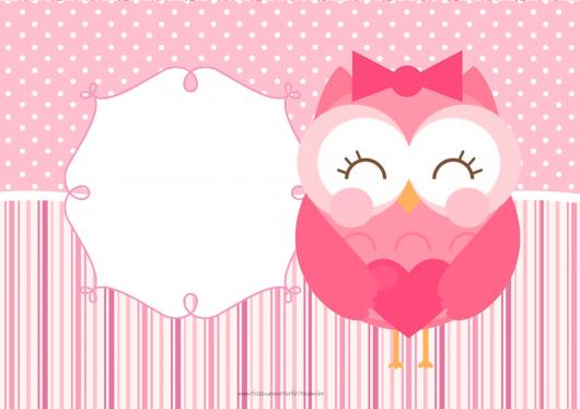 festa da corujinha convite rosa