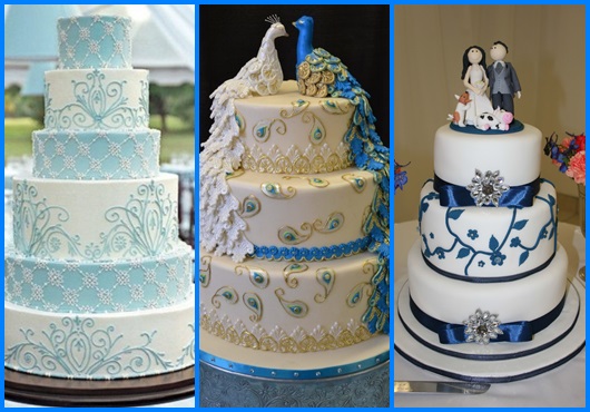 Bolo azul e branco para casamento inapirações