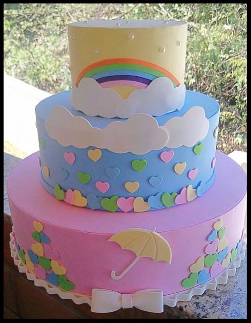 bolo fake chuva de amor em eva simples