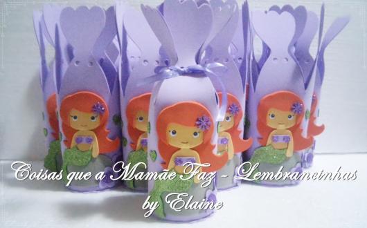 Lembrancinha Pequena Sereia de EVA: caixinha de doces
