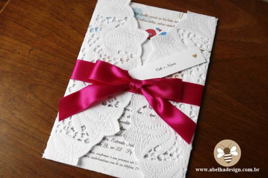 Papel para convite: convite de casamento em papel rendado