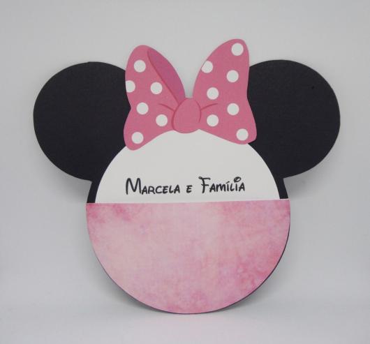 Papel para convite: convite Minnie Rosa em papel color plus