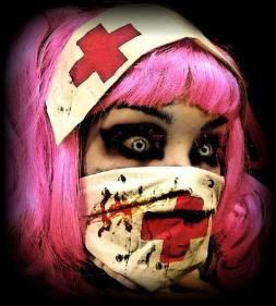 Fantasia de zumbi feminina: Enfermeira com maquiagem estilo cosplay