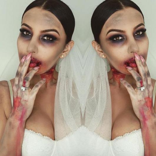 Fantasia de zumbi feminina: Noiva com manhas de sangue