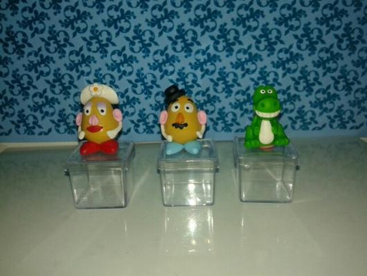 Potinhos de acrílico com bonecos Toy Story de biscuit para por doces