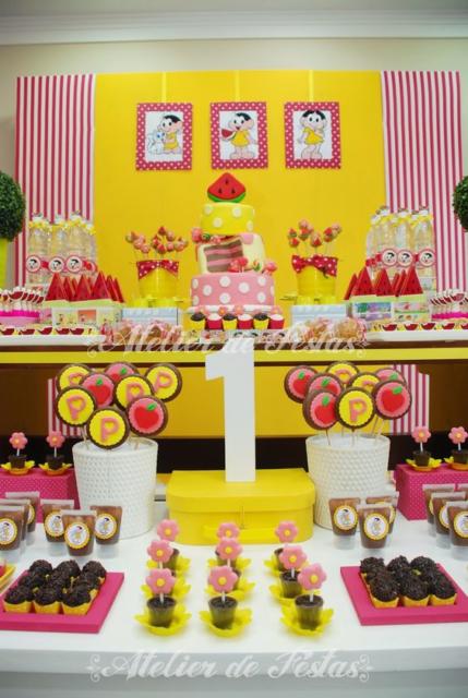 Festa da Magali: Decoração provençal com painel amarelo