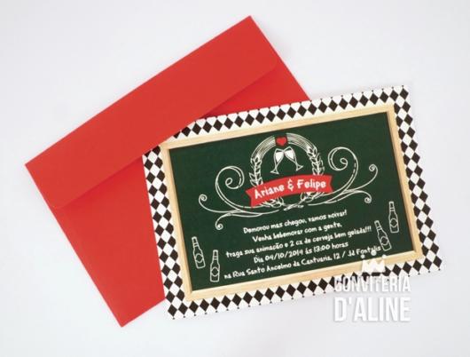 Chá Bar: Convite boteco com envelope vermelho