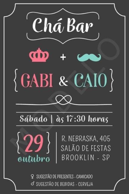 Chá Bar: Convite chalkboard