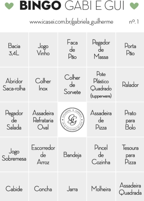 Chá Bar: Brincadeira bingo