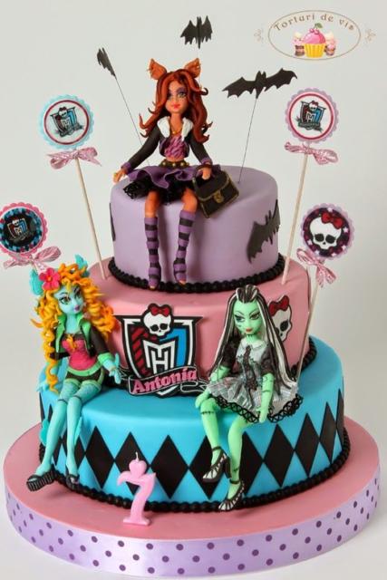festa monster high bolo com topo de boneca