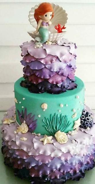 Festa Sereia: Bolo com pasta americana azul e roxa
